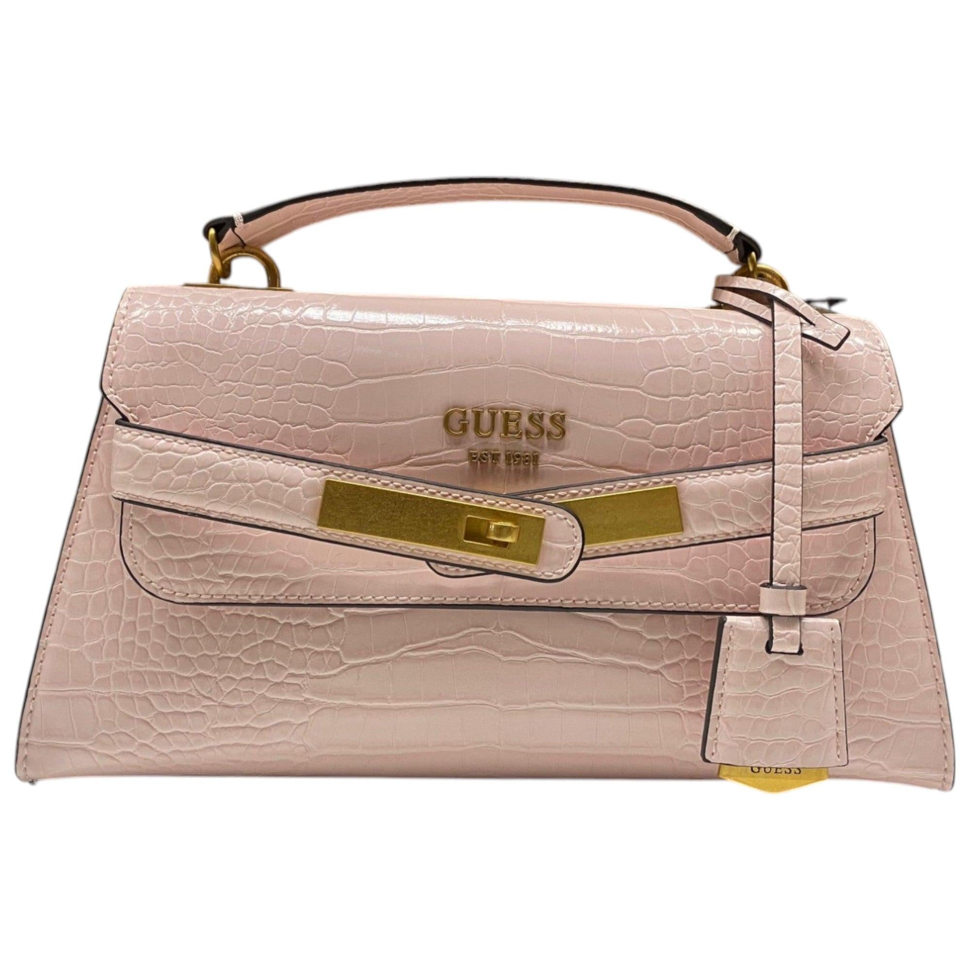 Guess Enisa Powder Pink Polyurethane Handbag for Women — Luxury Designer Bag (29x16.5x11 cm).
